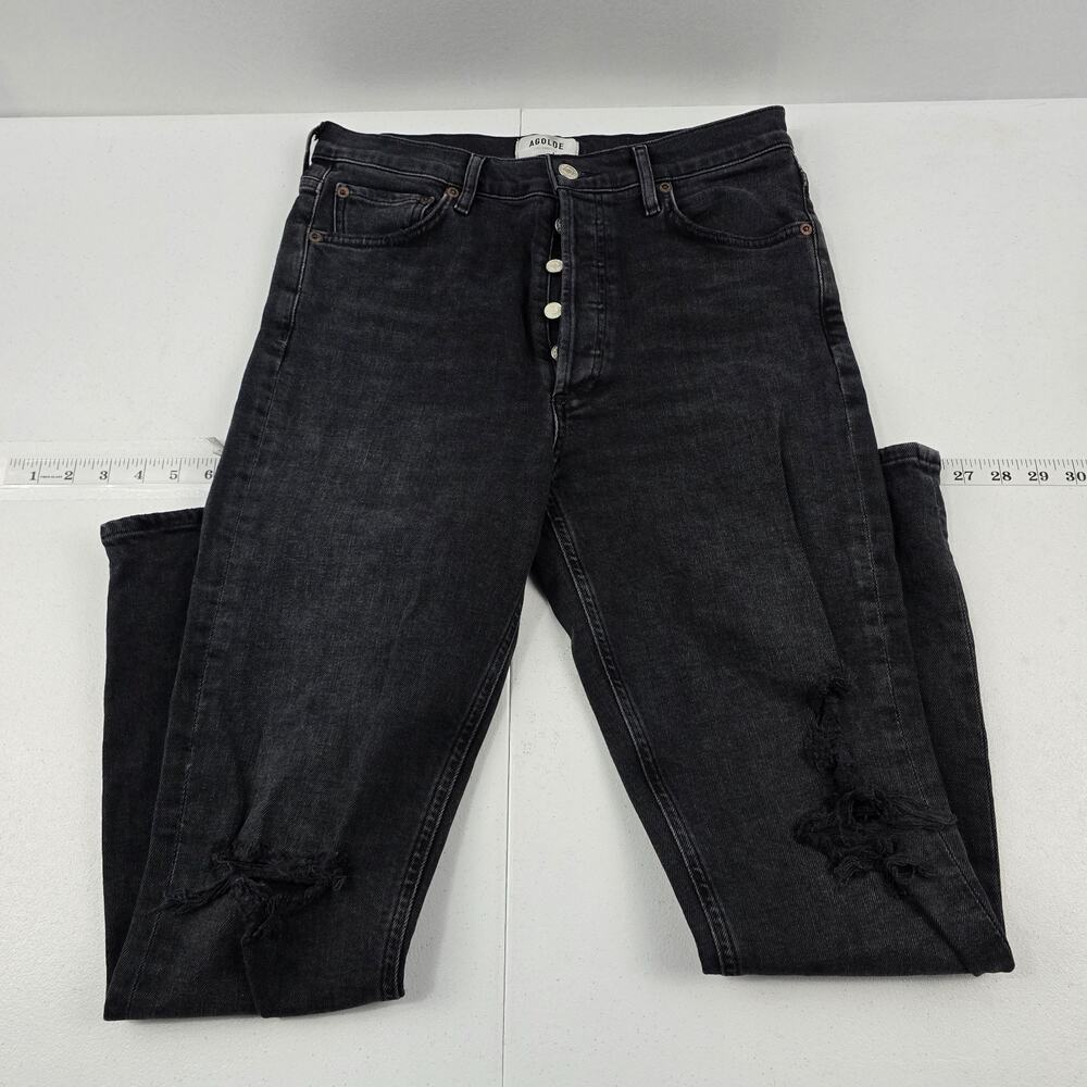 Agolde Nico High Rise Slim black button fly womens‎ size 28 womens 5794